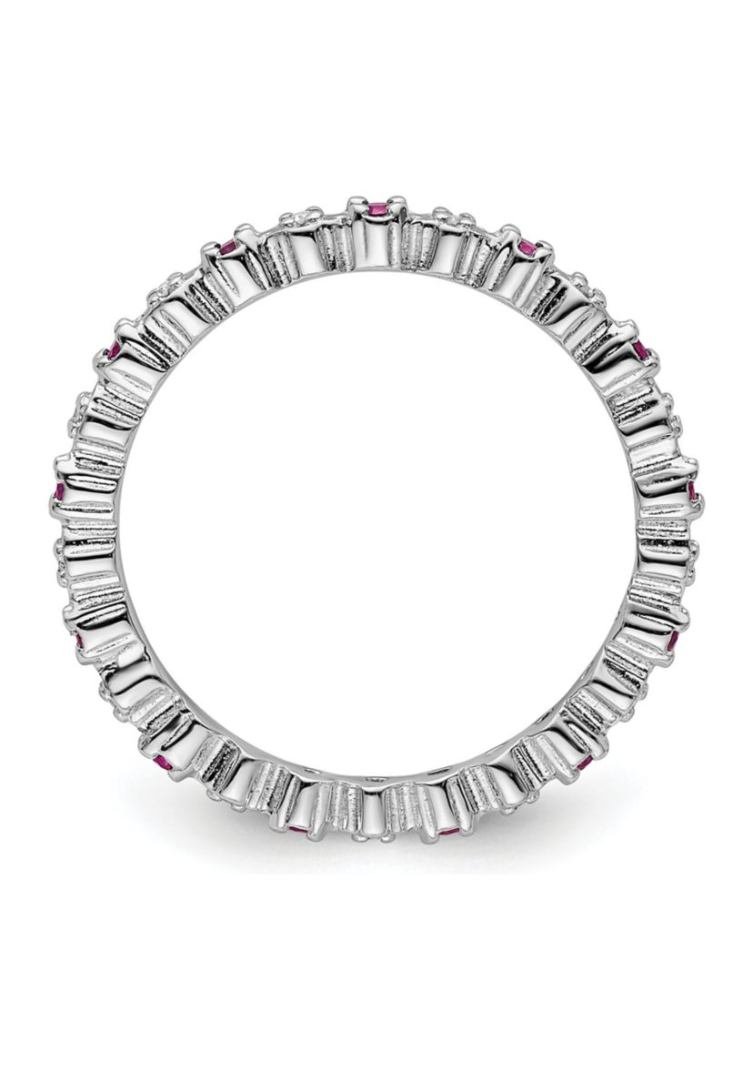 Lab Created 1/4 ct. t.w. Created Ruby and 0.04 ct. t.w. Diamond Stackable Expressions Ring in Sterling Silver