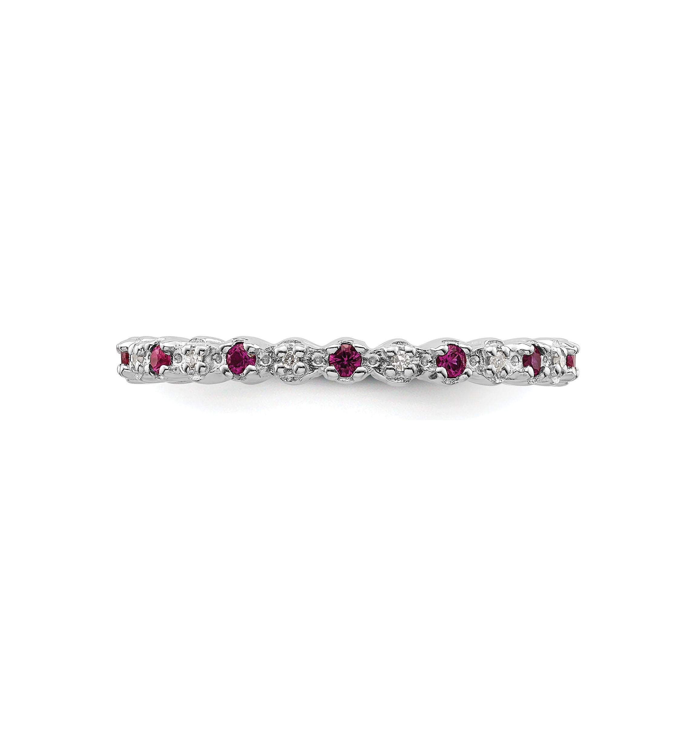 Lab Created 1/4 ct. t.w. Created Ruby and 0.04 ct. t.w. Diamond Stackable Expressions Ring in Sterling Silver