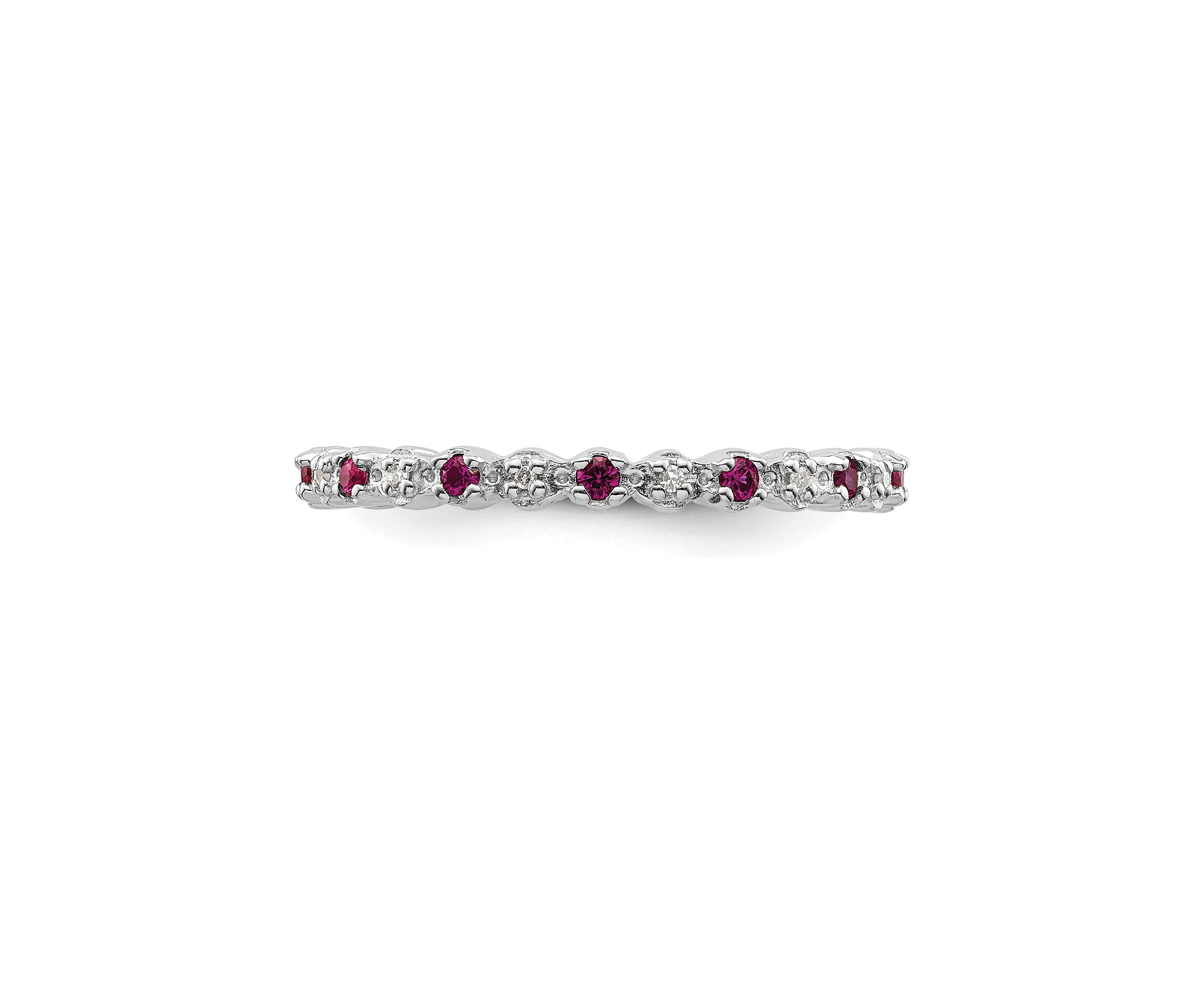 Lab Created 1/4 ct. t.w. Created Ruby and 0.04 ct. t.w. Diamond Stackable Expressions Ring in Sterling Silver