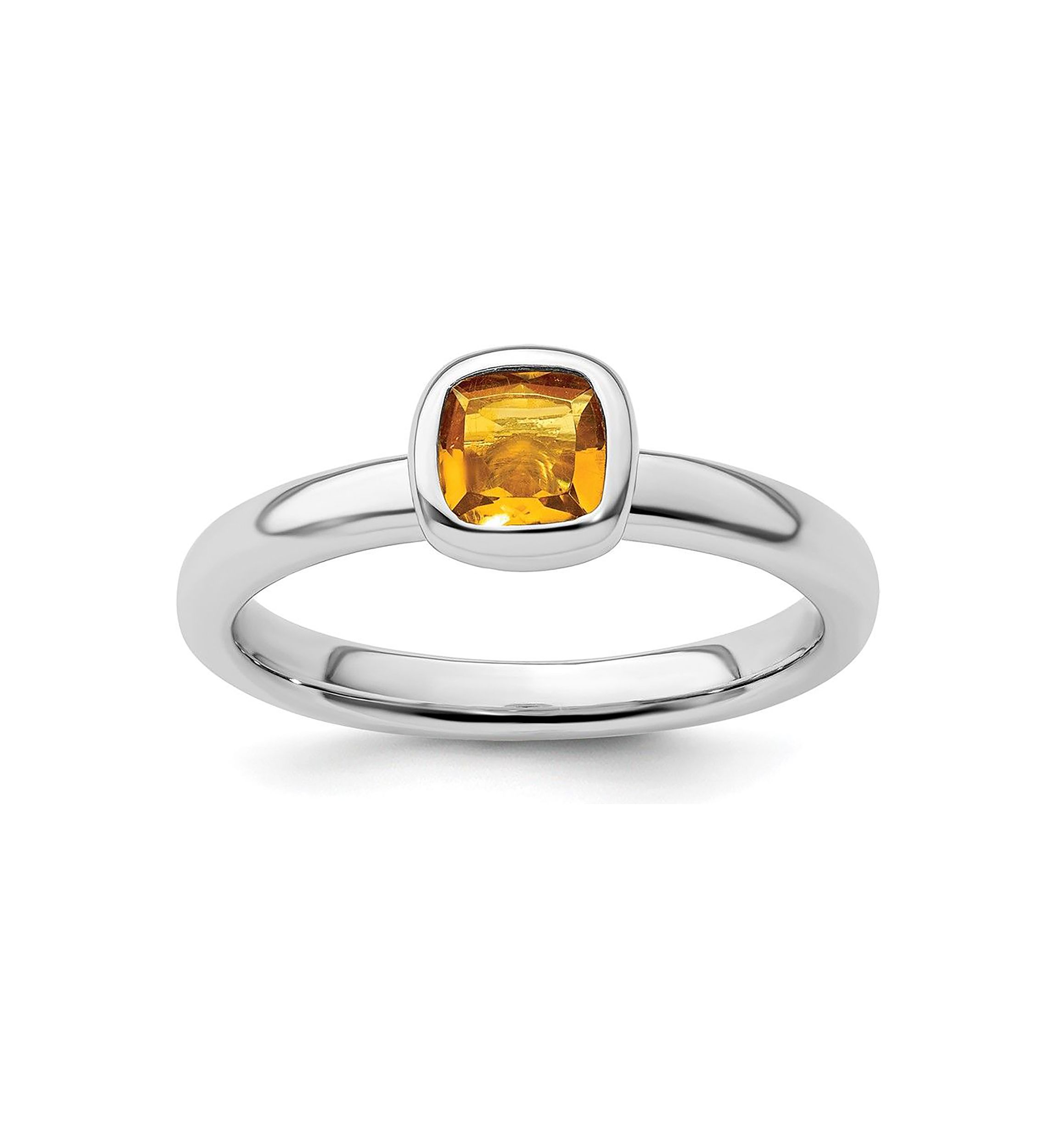 1/2 ct. t.w. Cushion-cut Citrine Stackable Expressions Ring in Sterling Silver