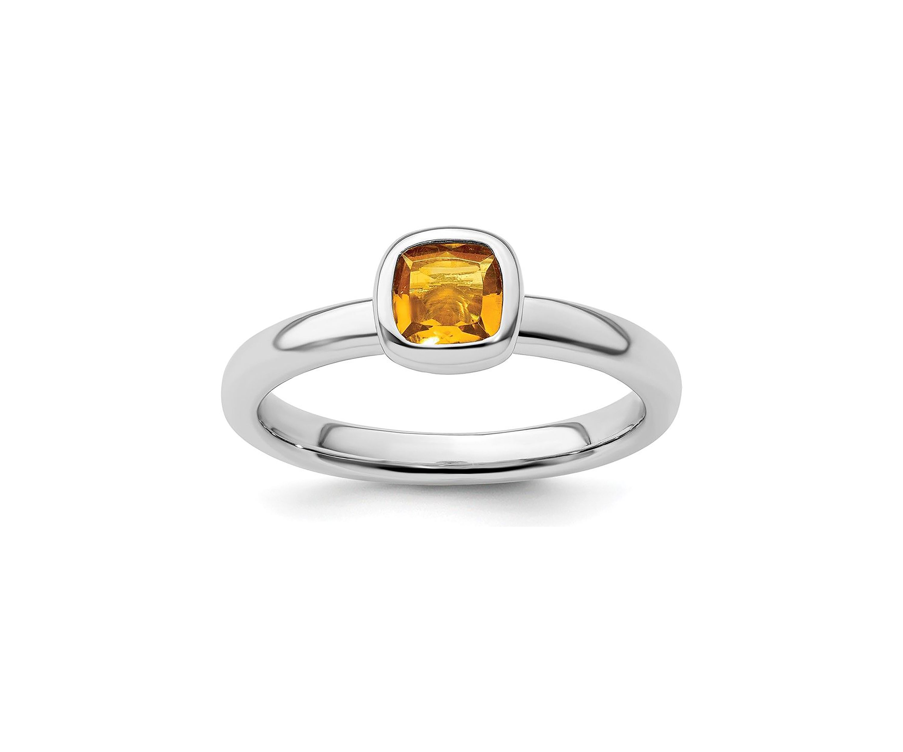 Belk & Co. 1/2 ct. t.w. Cushion-cut Citrine Stackable Expressions Ring ...