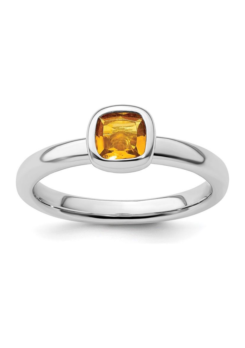 1/2 ct. t.w. Cushion-cut Citrine Stackable Expressions Ring in Sterling Silver