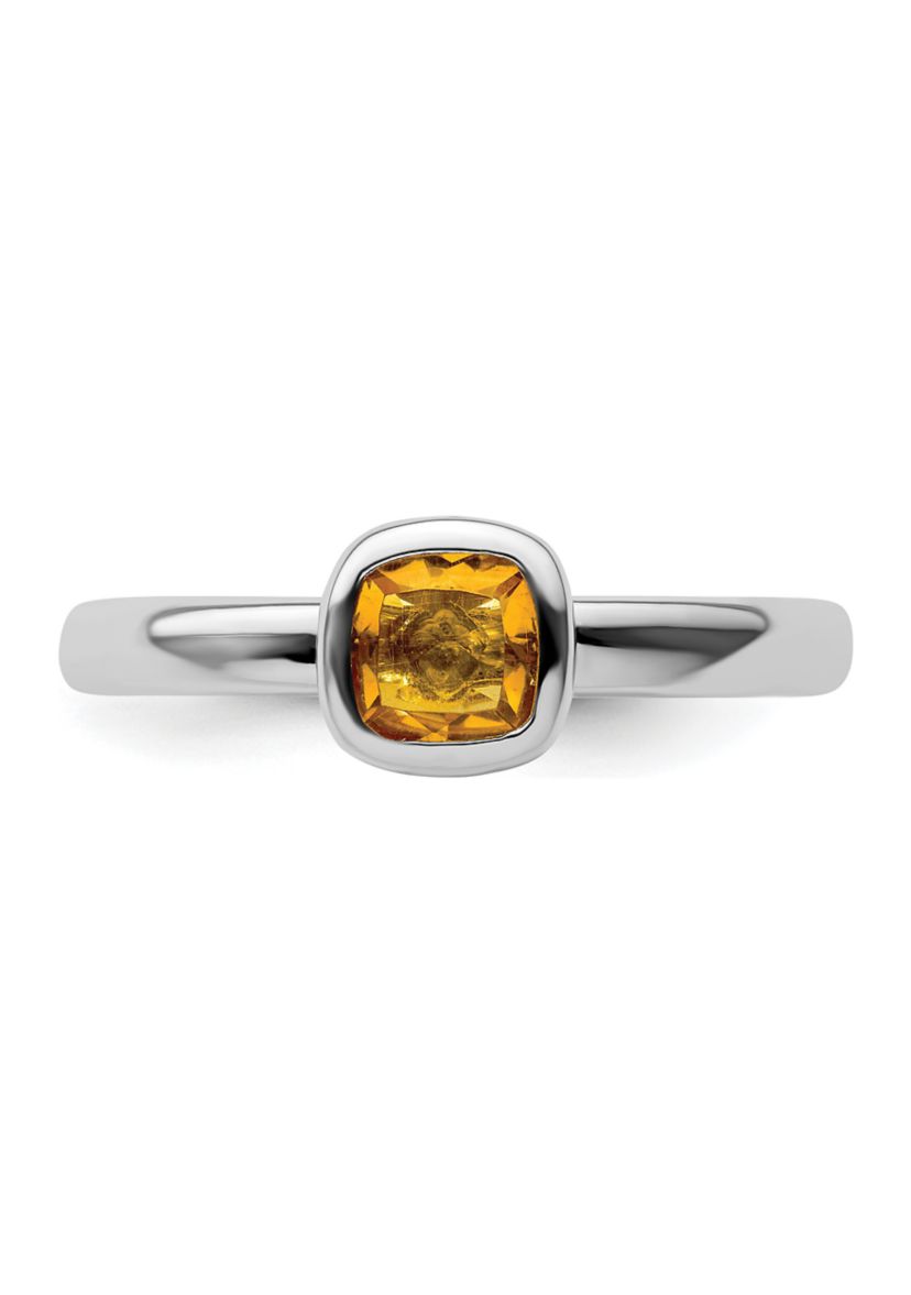 1/2 ct. t.w. Cushion-cut Citrine Stackable Expressions Ring in Sterling Silver