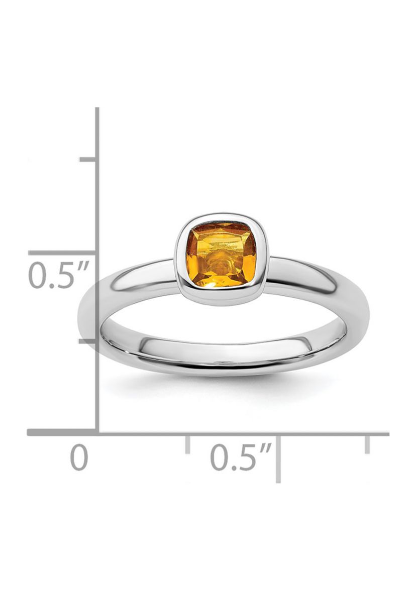1/2 ct. t.w. Cushion-cut Citrine Stackable Expressions Ring in Sterling Silver