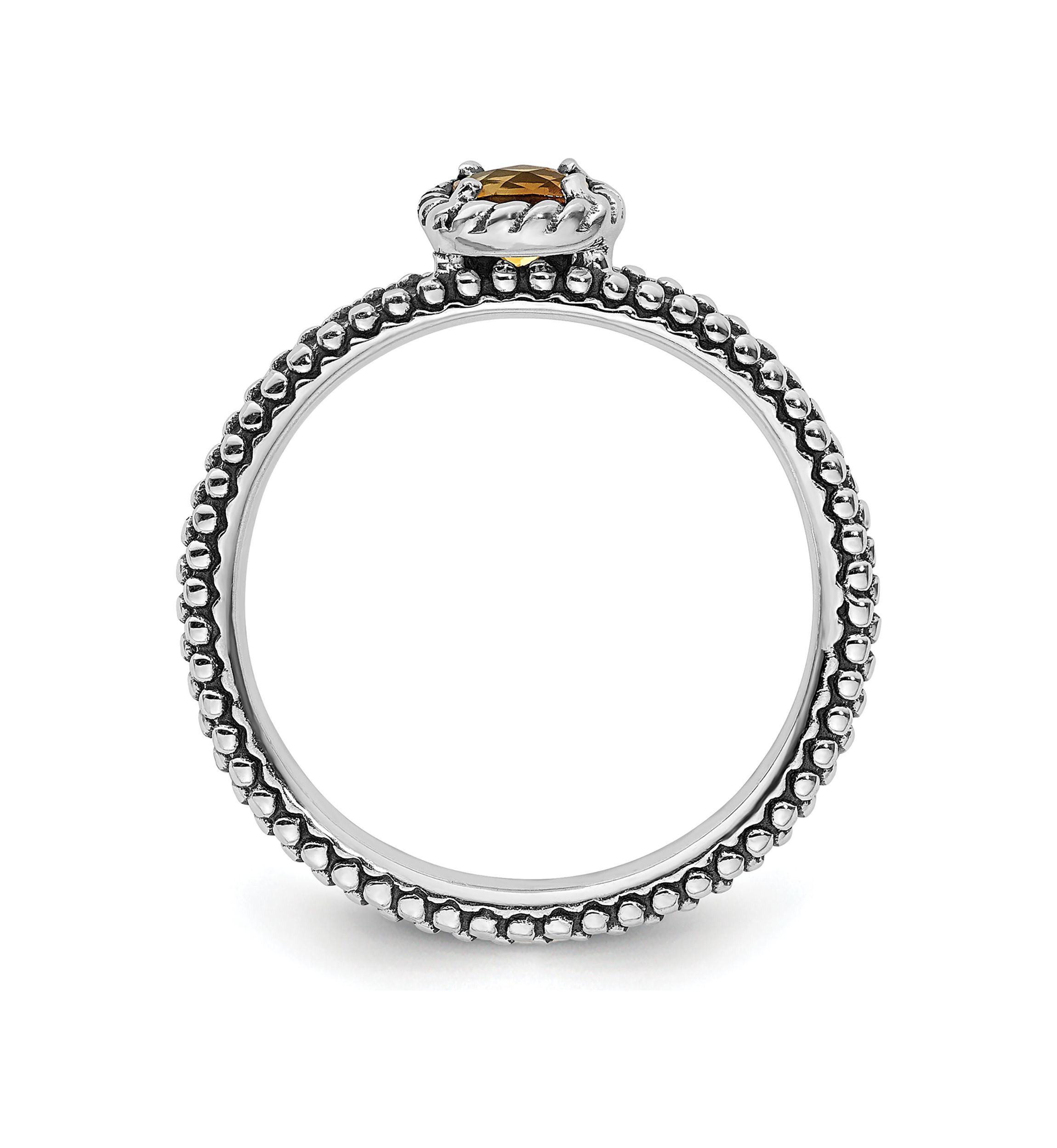 1/5 ct. t.w. Checker-cut Citrine Antiqued Stackable Expressions Ring in Sterling Silver