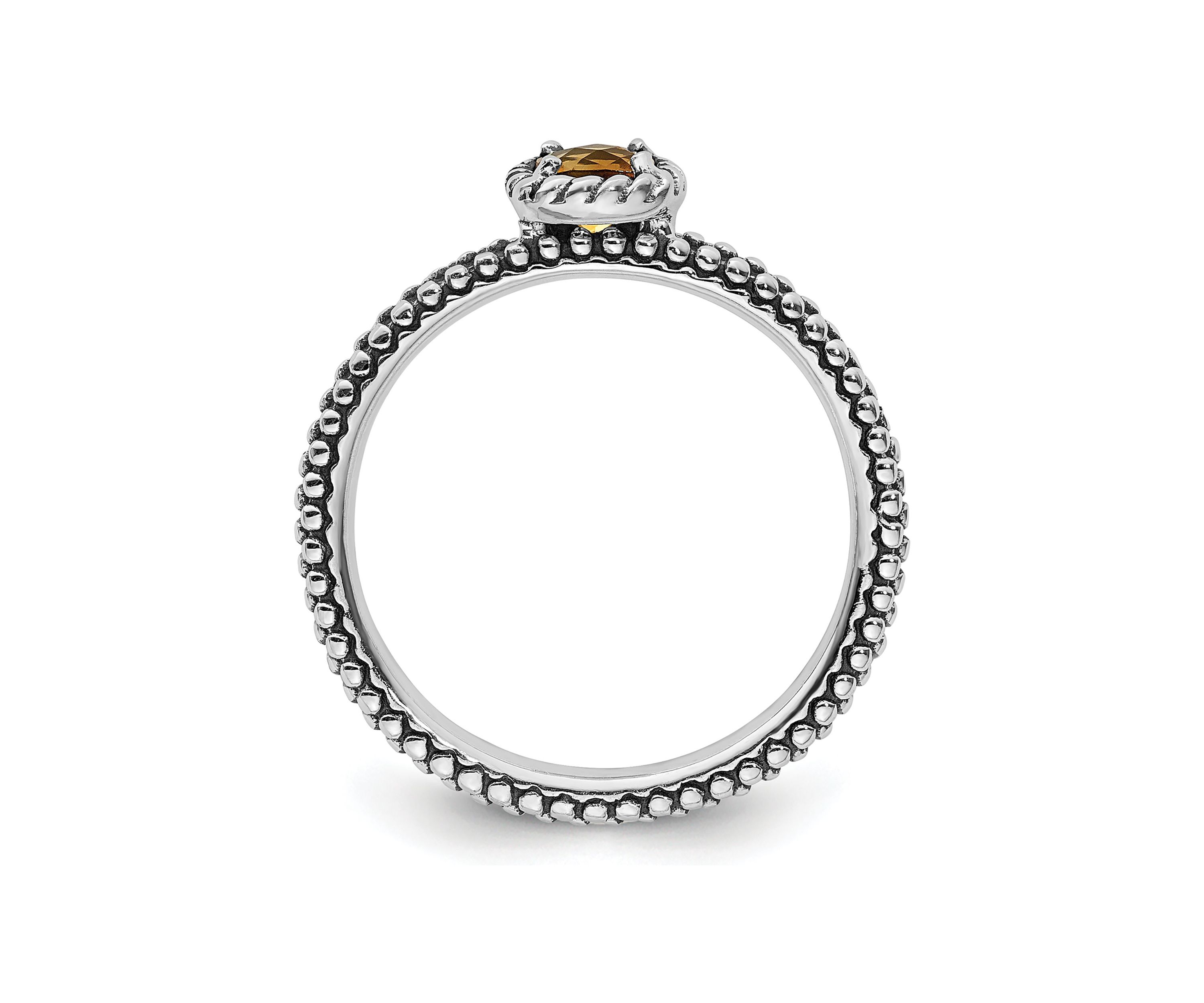 Belk & Co. 1/5 ct. t.w. Checker-cut Citrine Antiqued Stackable ...