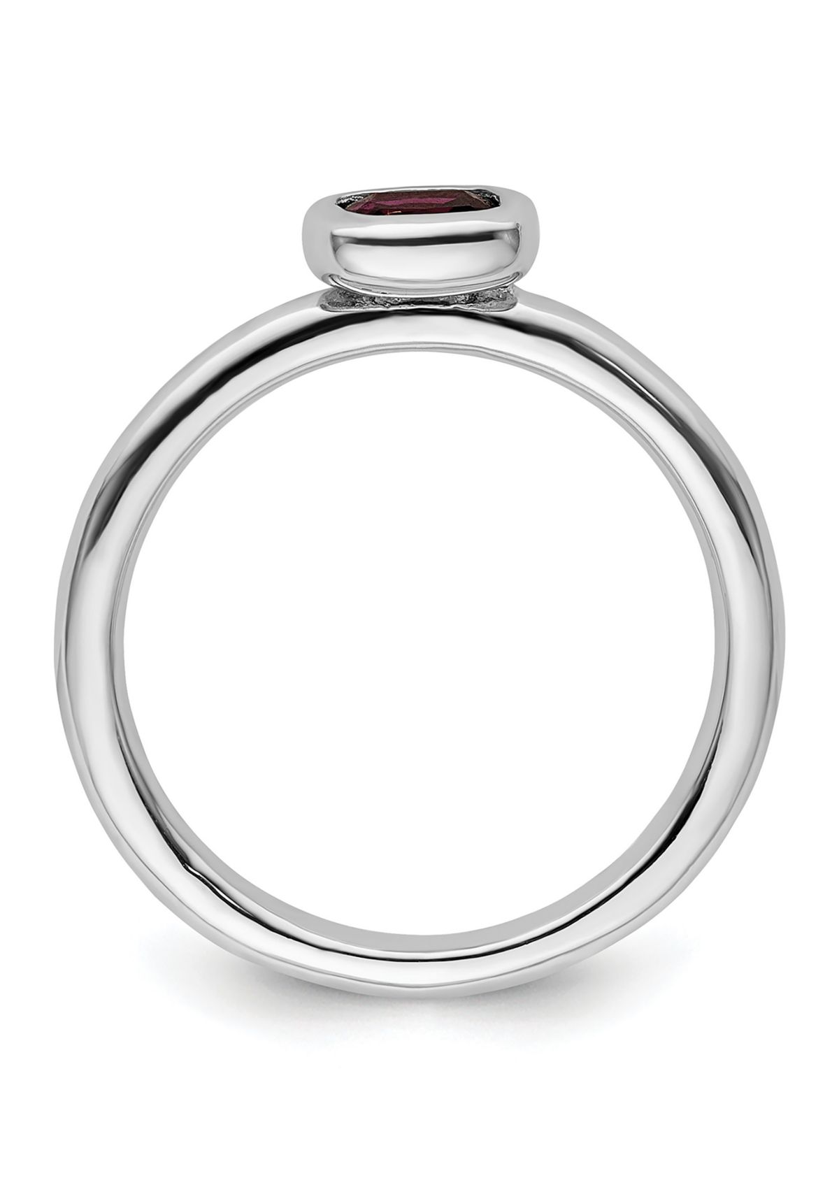 3/4 ct. t.w. Cushion-cut Rhodolite Garnet Ring in Rhodium Plated Sterling Silver