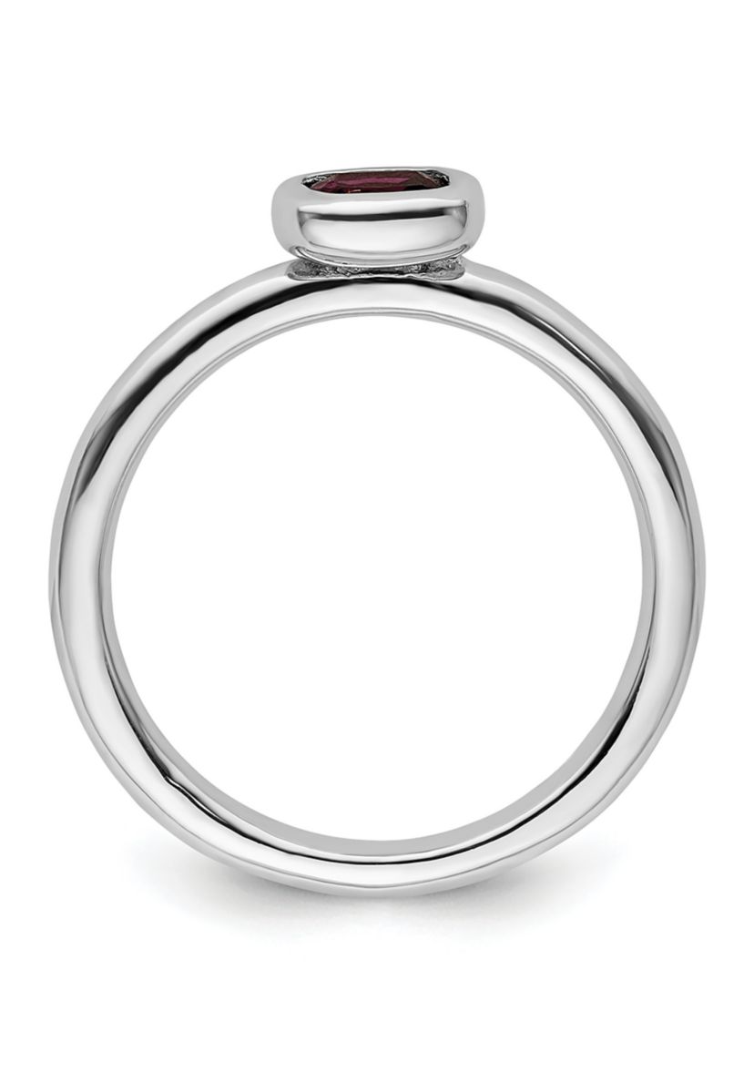 3/4 ct. t.w. Cushion-cut Rhodolite Garnet Ring in Rhodium Plated Sterling Silver