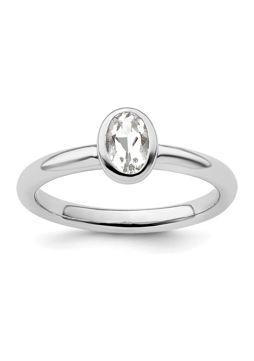 1/2 ct. t.w. Oval White Topaz Stackable Expressions Ring in Sterling Silver