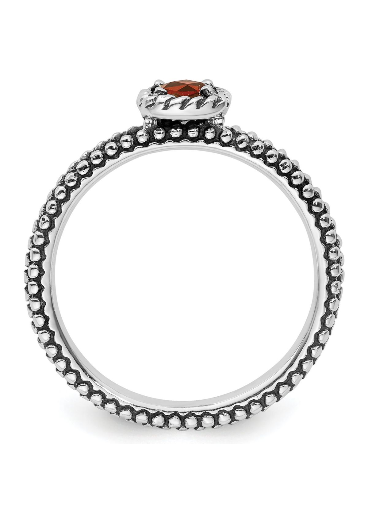 3/8 ct. t.w. Checker-cut Garnet Antiqued Stackable Expressions Ring in Sterling Silver