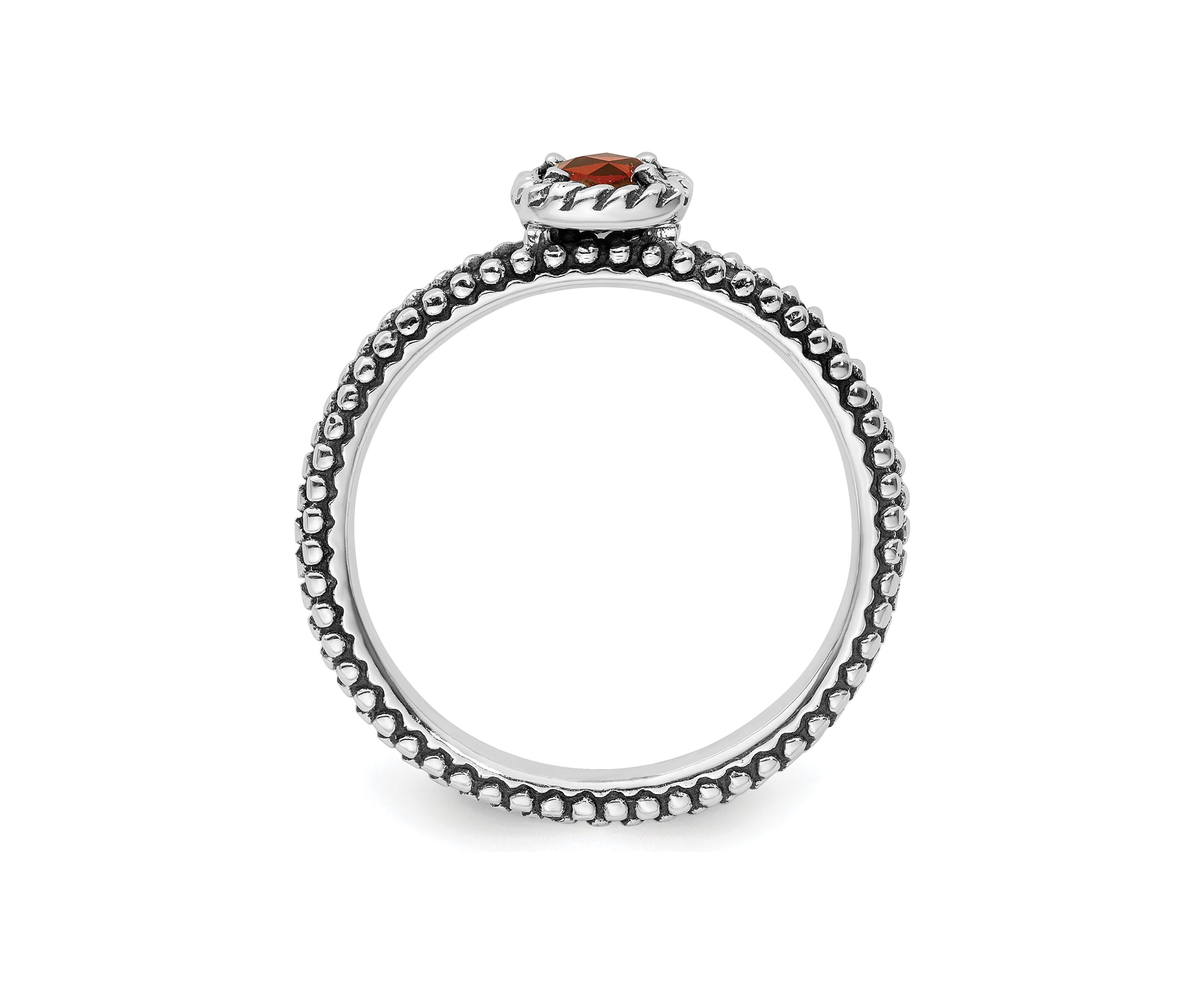 3/8 ct. t.w. Checker-cut Garnet Antiqued Stackable Expressions Ring in Sterling Silver