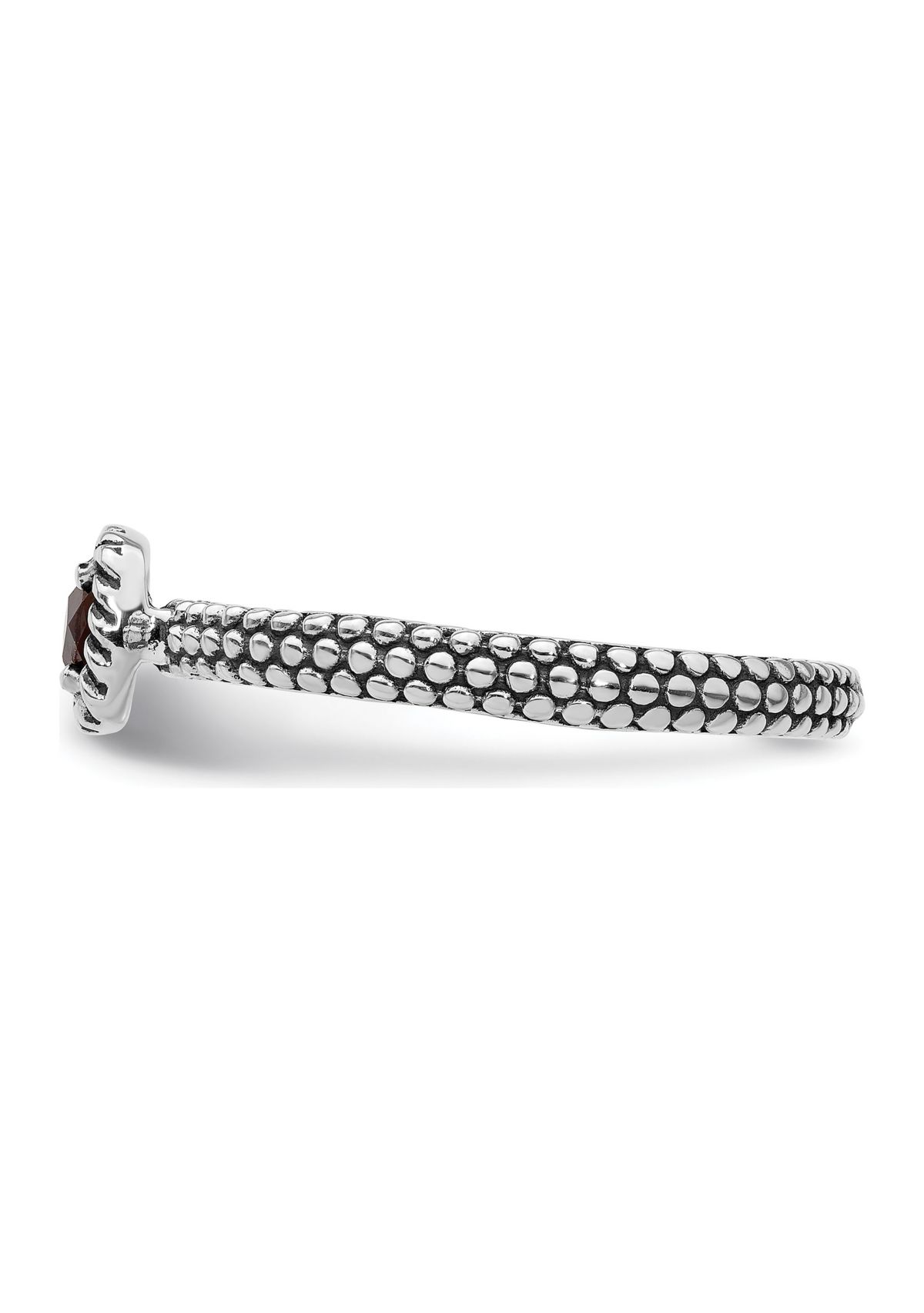 3/8 ct. t.w. Checker-cut Garnet Antiqued Stackable Expressions Ring in Sterling Silver