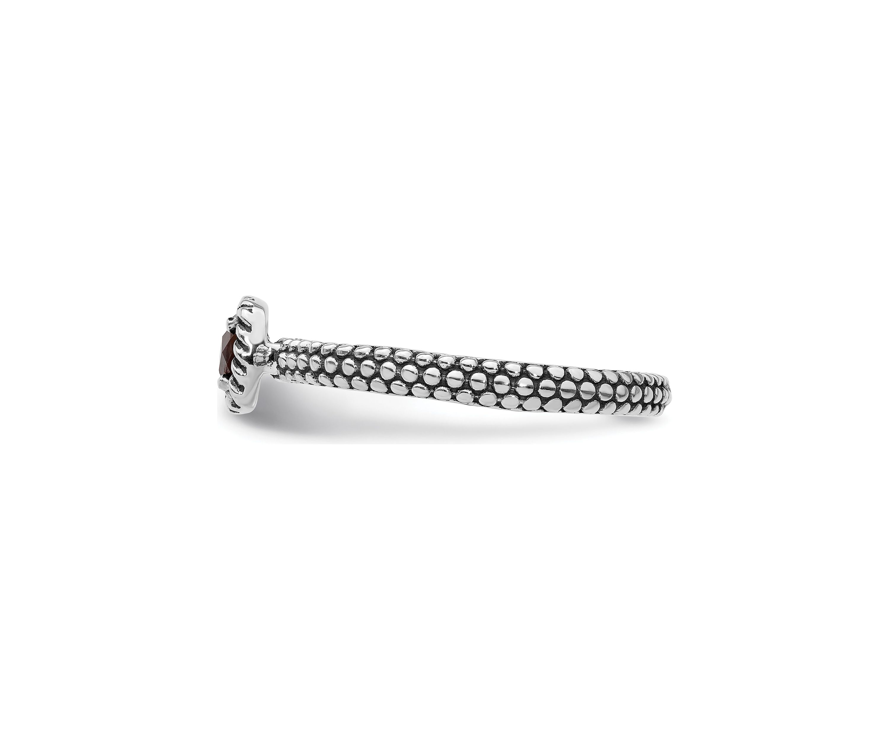 3/8 ct. t.w. Checker-cut Garnet Antiqued Stackable Expressions Ring in Sterling Silver