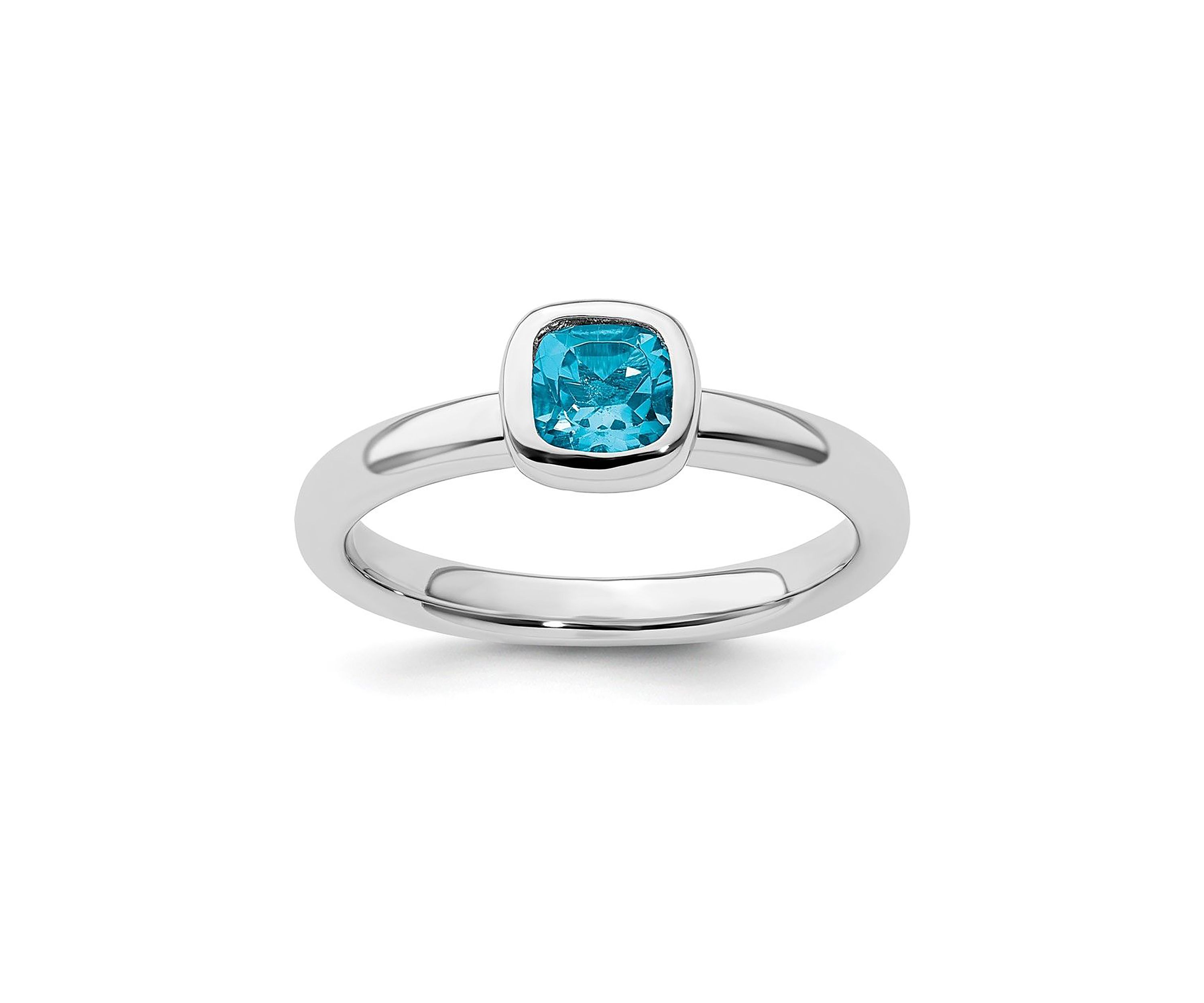 5/8 ct. t.w. Cushion-cut Blue Topaz Stackable Expressions Ring in Sterling Silver