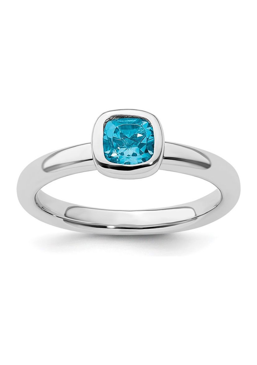 5/8 ct. t.w. Cushion-cut Blue Topaz Stackable Expressions Ring in Sterling Silver