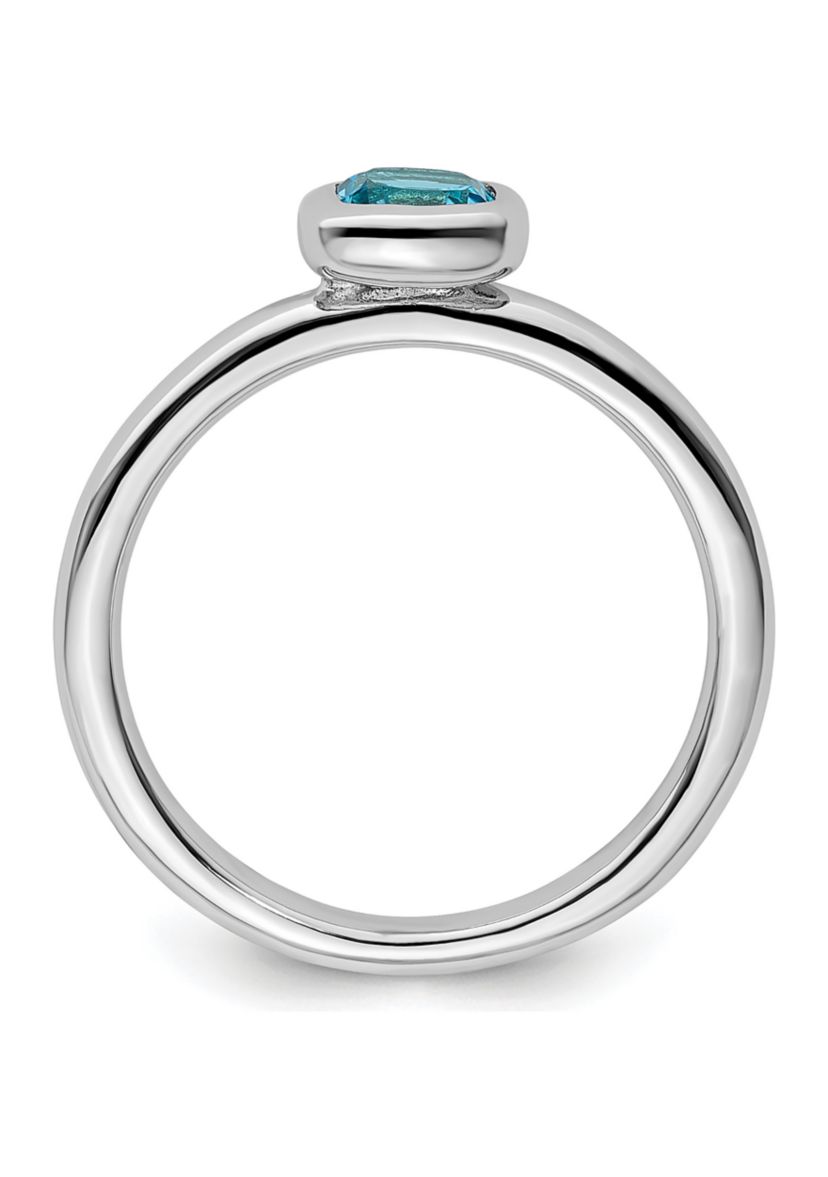 5/8 ct. t.w. Cushion-cut Blue Topaz Stackable Expressions Ring in Sterling Silver