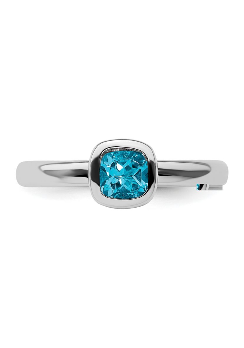 5/8 ct. t.w. Cushion-cut Blue Topaz Stackable Expressions Ring in Sterling Silver