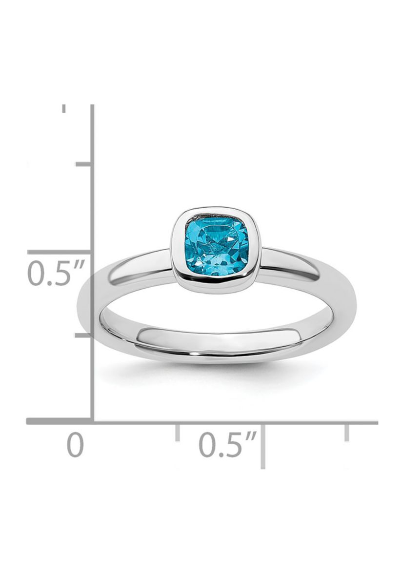 5/8 ct. t.w. Cushion-cut Blue Topaz Stackable Expressions Ring in Sterling Silver