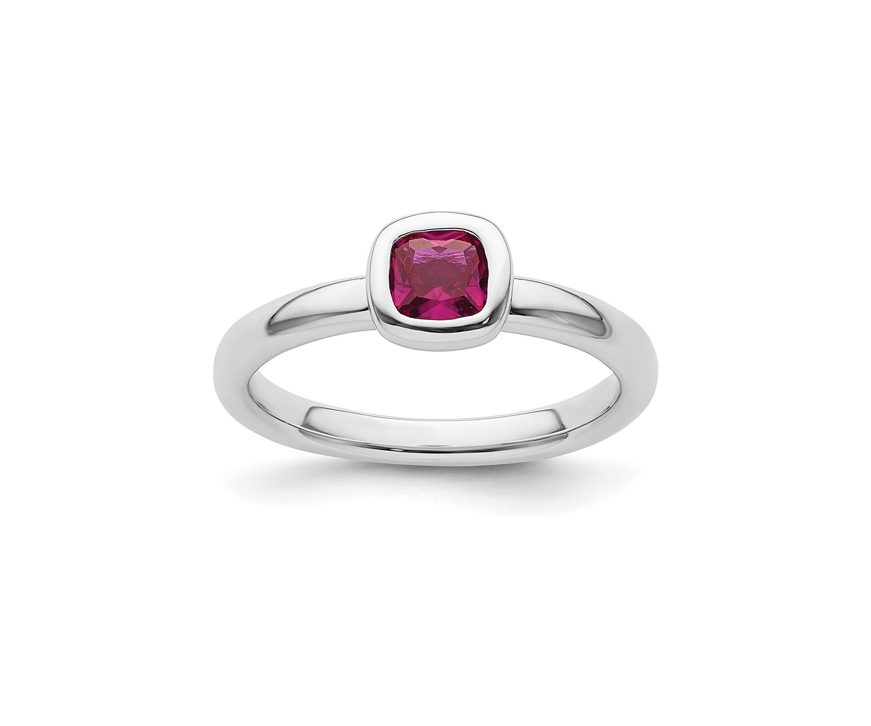 Lab Created 5/8 ct. t.w. Cushion-cut Created Ruby Stackable Expressions Ring in Sterling Silver