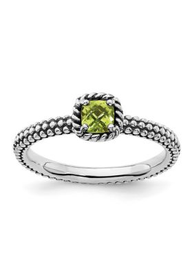 Belk & Co. 1/4 ct. t.w. Checker-cut Peridot Antiqued Stackable ...