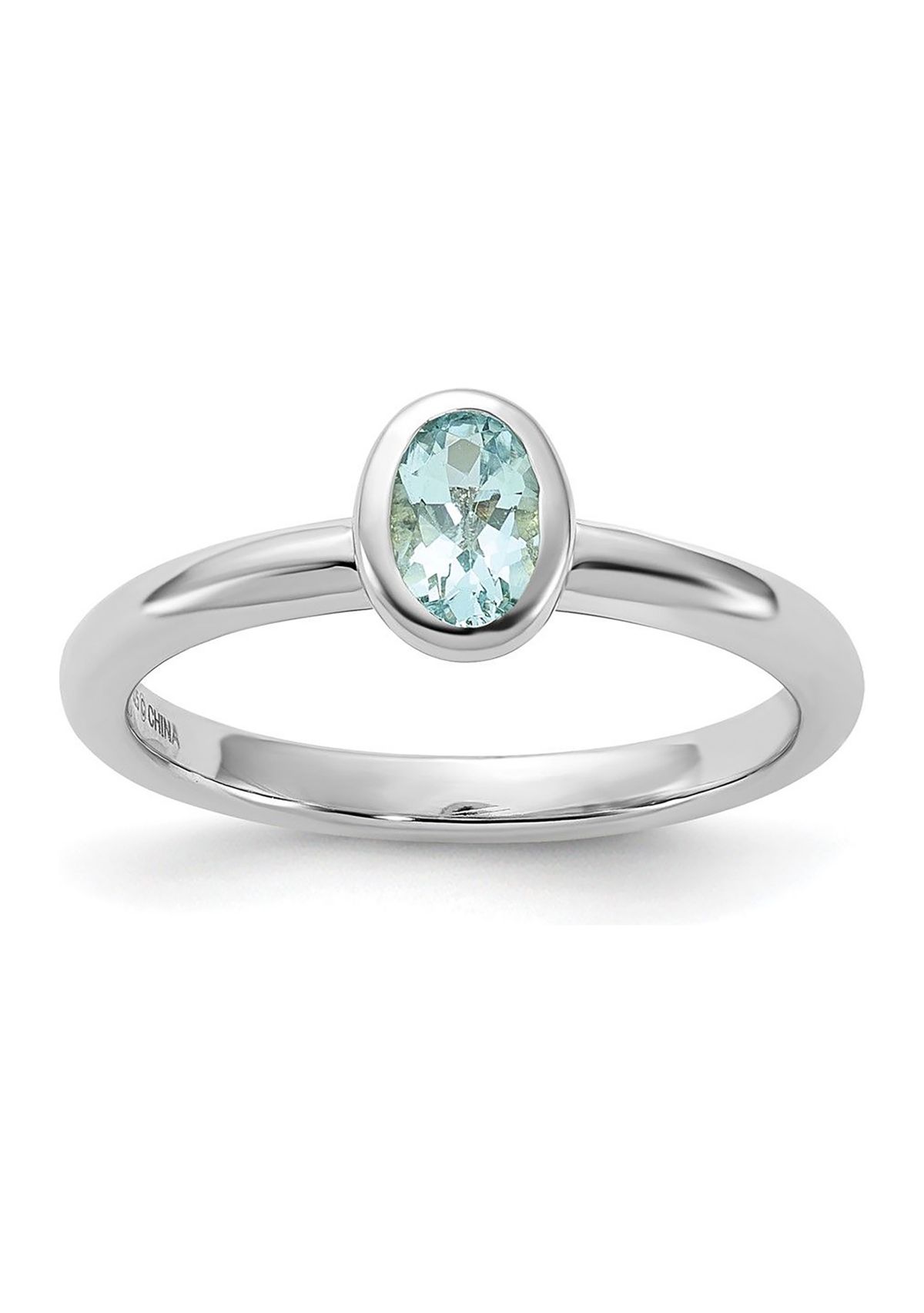 3/8 ct. t.w. Oval Aquamarine Stackable Expressions Ring in Sterling Silver