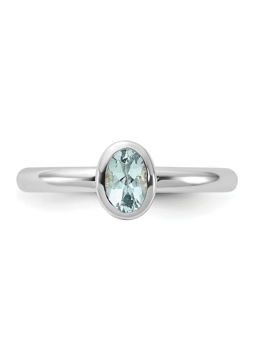 3/8 ct. t.w. Oval Aquamarine Stackable Expressions Ring in Sterling Silver