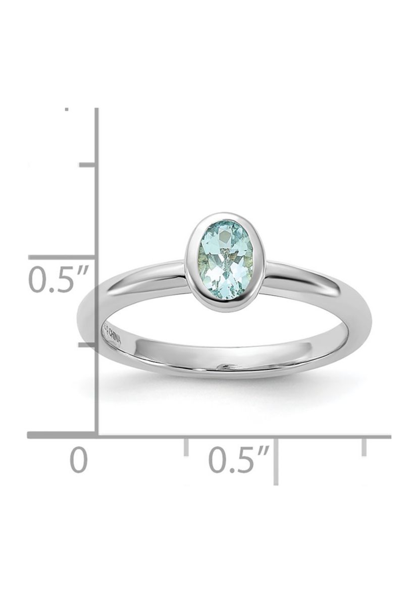 3/8 ct. t.w. Oval Aquamarine Stackable Expressions Ring in Sterling Silver