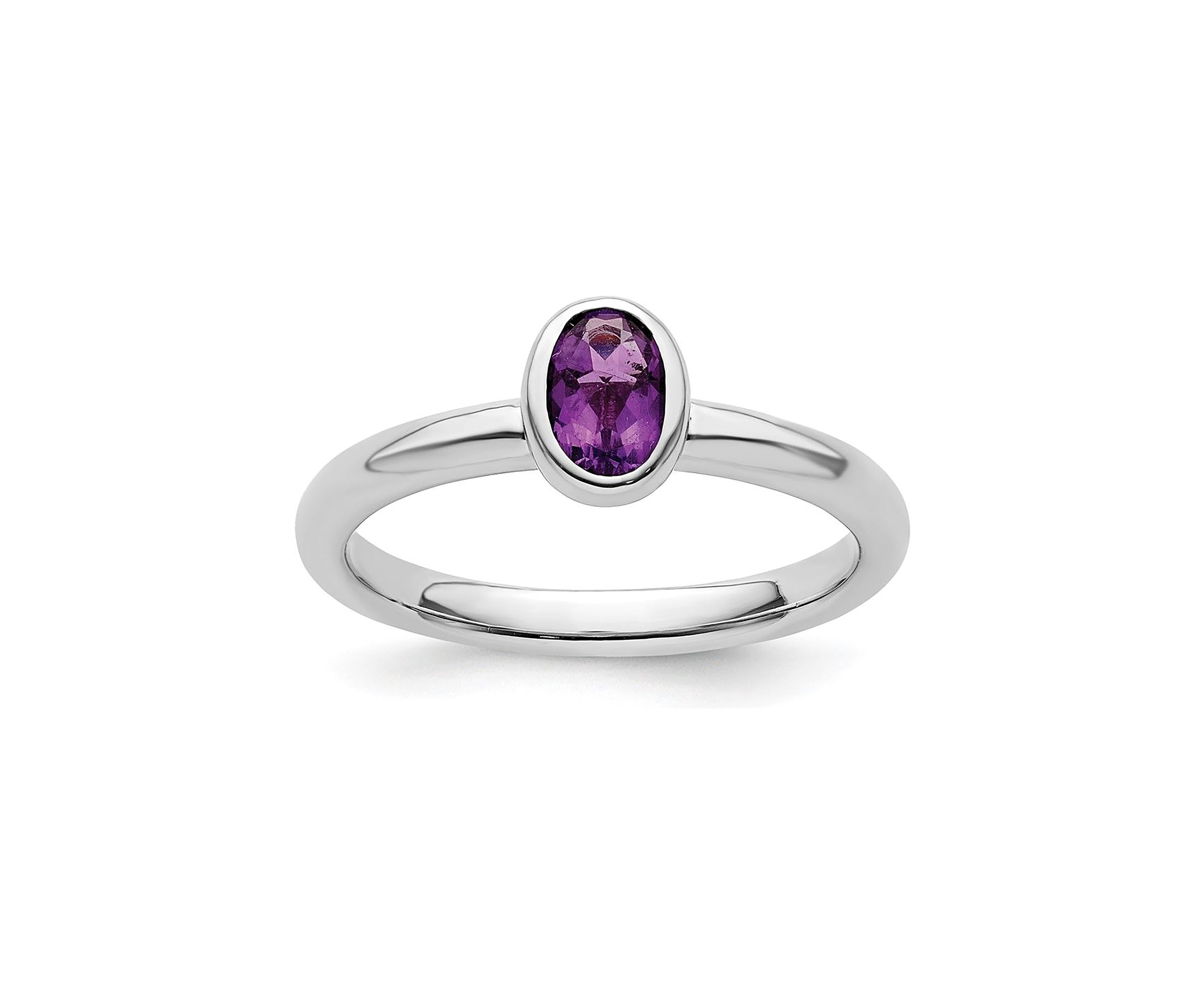 Belk & Co. 3/8 ct. t.w. Oval Amethyst Stackable Expressions Ring in ...