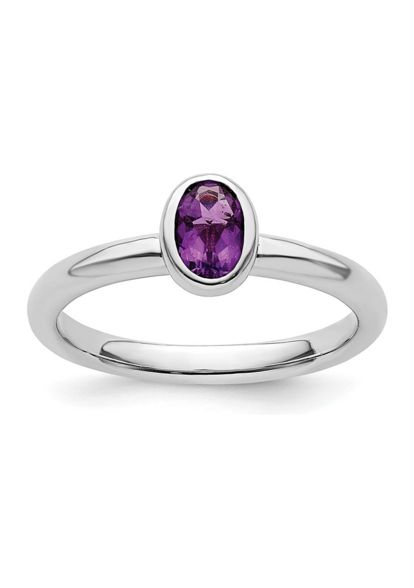 3/8 ct. t.w. Oval Amethyst Stackable Expressions Ring in Sterling Silver
