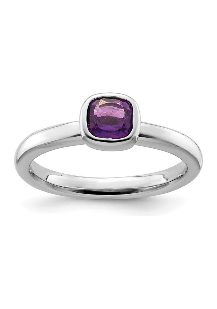 1/2 ct. t.w. Cushion-cut Amethyst Stackable Expressions Ring in Sterling Silver