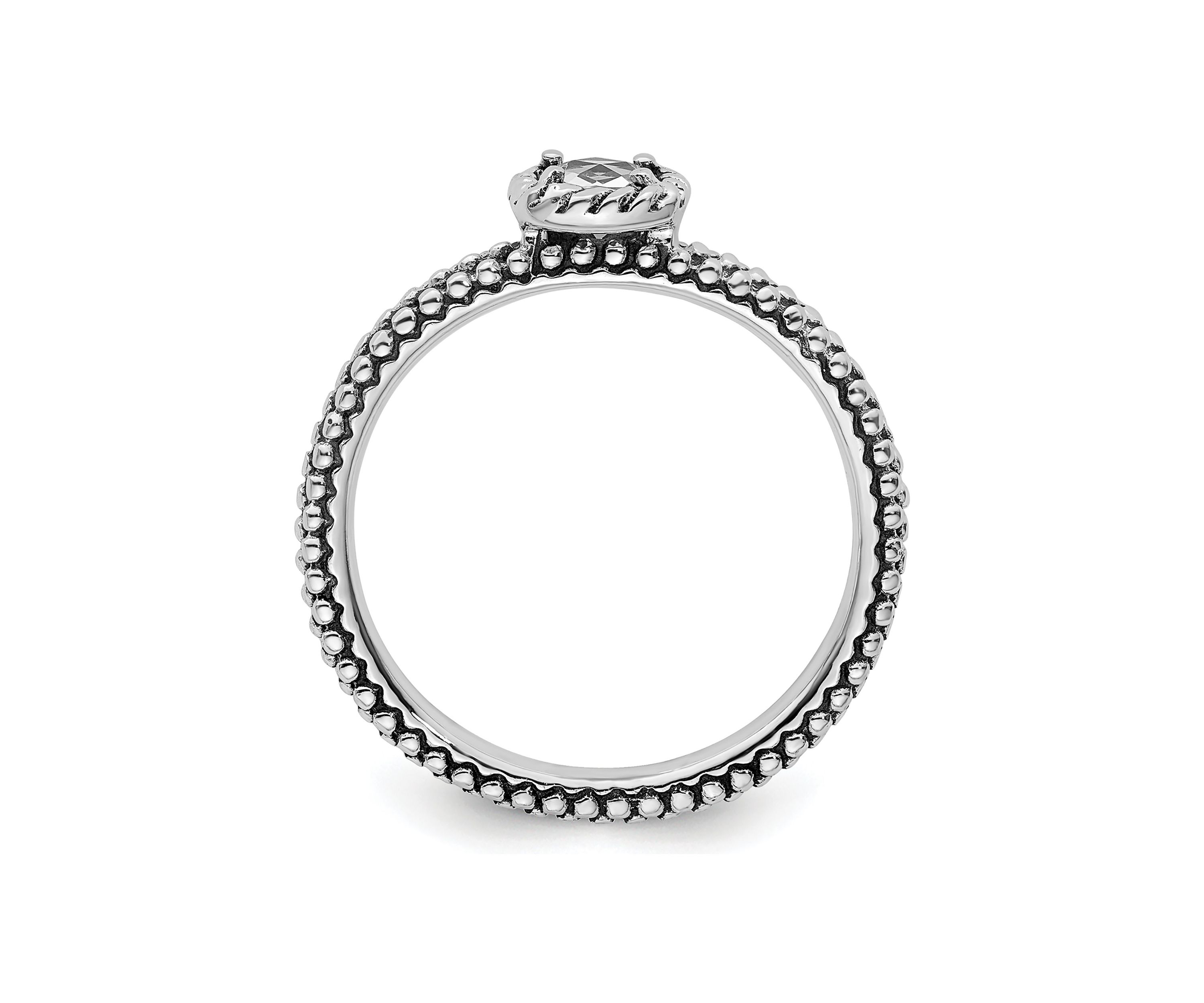 1/3 ct. t.w. Checker-cut White Topaz Antiqued Stackable Expressions Ring in Sterling Silver