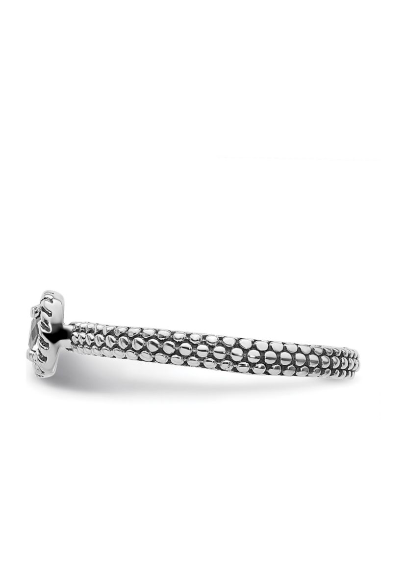 1/3 ct. t.w. Checker-cut White Topaz Antiqued Stackable Expressions Ring in Sterling Silver