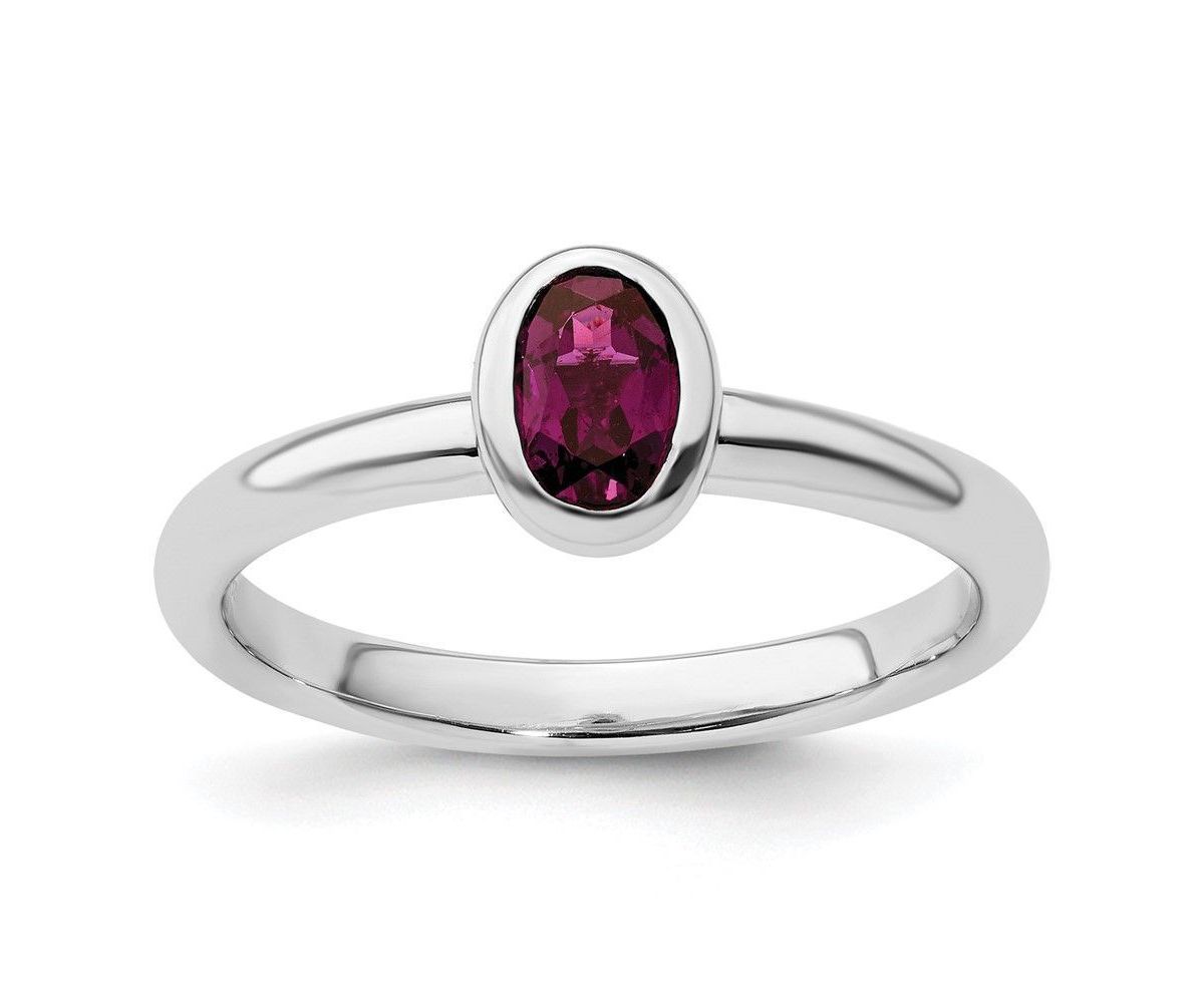 5/8 ct. t.w. Oval Rhodolite Garnet Ring in Sterling Silver