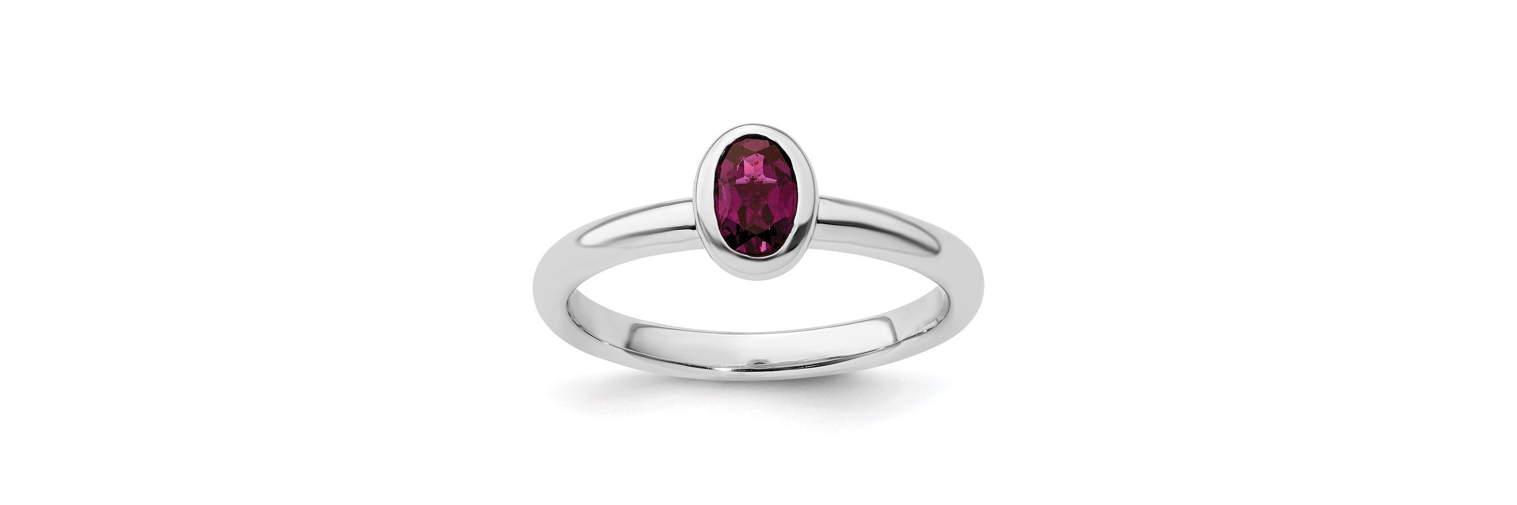 5/8 ct. t.w. Oval Rhodolite Garnet Stackable Expressions Ring in Sterling Silver
