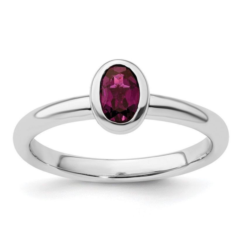 5/8 ct. t.w. Oval Rhodolite Garnet Stackable Expressions Ring in Sterling Silver