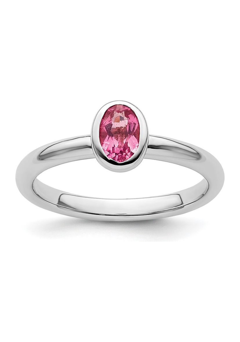 1/2 ct. t.w. Oval Pink Tourmaline Ring in Sterling Silver