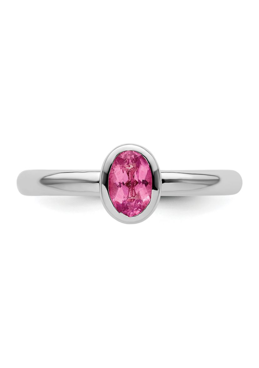1/2 ct. t.w. Oval Pink Tourmaline Ring in Sterling Silver