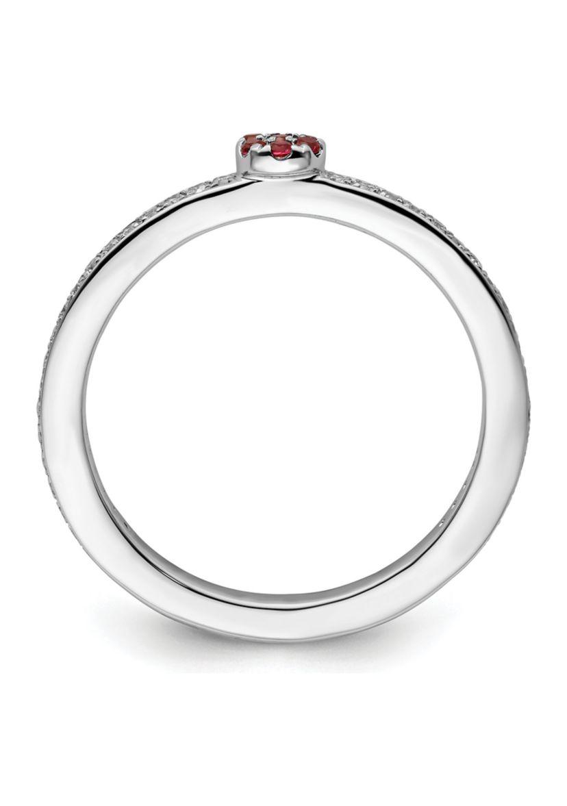 Lab Created 0.075 ct. t.w. Ruby and 1/8 ct. t.w. Diamond Stackable Expressions Ring in 14K Gold