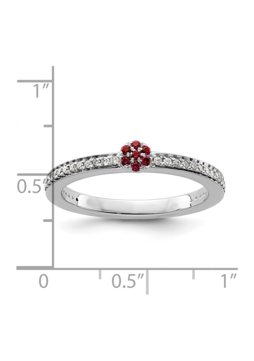 Lab Created 0.075 ct. t.w. Ruby and 1/8 ct. t.w. Diamond Stackable Expressions Ring in 14K Gold