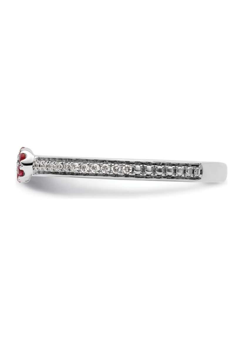 Lab Created 0.075 ct. t.w. Ruby and 1/8 ct. t.w. Diamond Stackable Expressions Ring in 14K Gold
