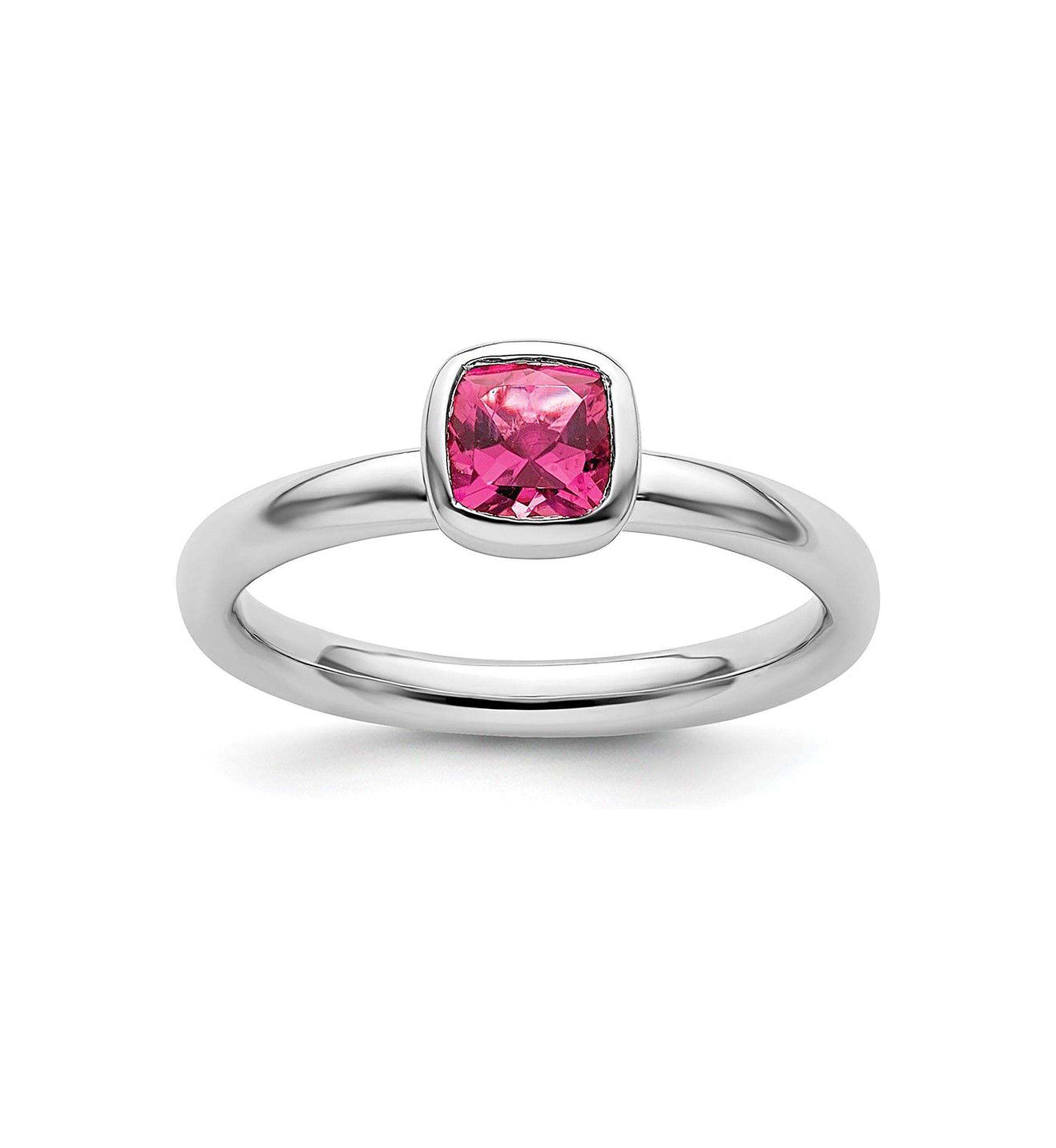 1/2 ct. t.w. Cushion-cut Pink Tourmaline Ring in Sterling Silver
