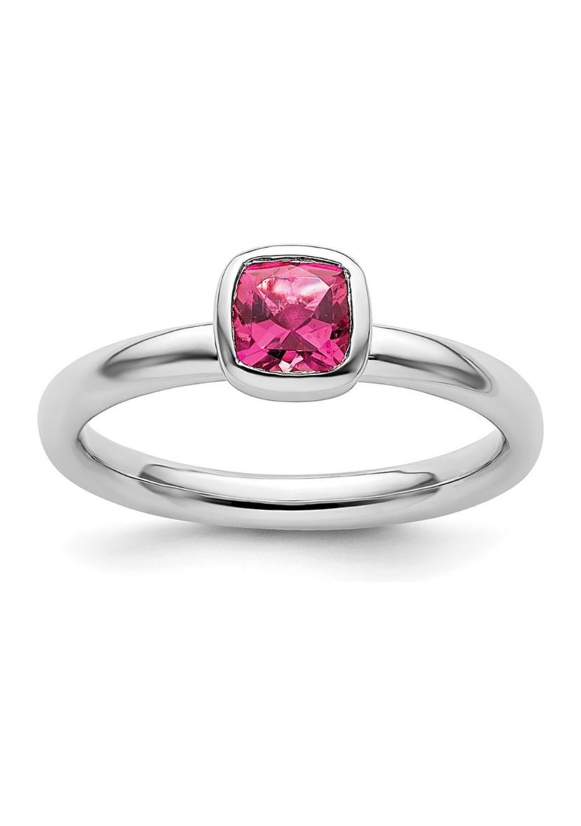 1/2 ct. t.w. Cushion-cut Pink Tourmaline Ring in Sterling Silver