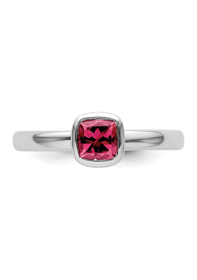 1/2 ct. t.w. Cushion-cut Pink Tourmaline Ring in Sterling Silver