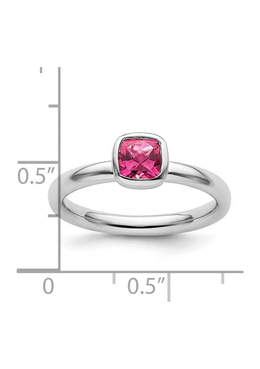 1/2 ct. t.w. Cushion-cut Pink Tourmaline Ring in Sterling Silver
