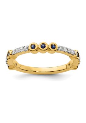 Belk & Co Lab Created 1/6 Ct. T.w. Sapphire And 1/10 Ct. T.w. Diamond Stackable Expressions Ring In 14K Gold