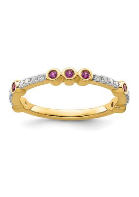 Belk & Co 1/5 Ct. T.w. Rhodolite Garnet And 1/10 Ct. T.w. Diamond Stackable Expressions Ring In 14K Gold