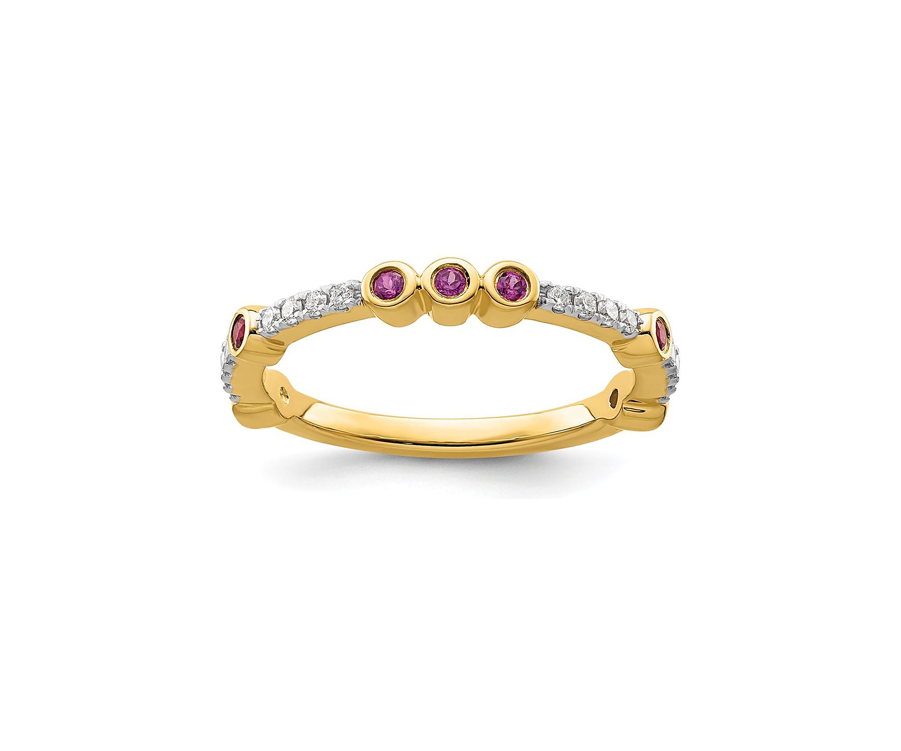 1/5 ct. t.w. Rhodolite Garnet and 1/10 ct. t.w. Diamond Stackable Expressions Ring in 14K Gold