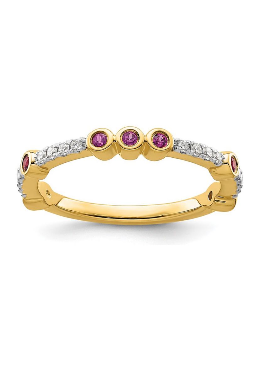 1/5 ct. t.w. Rhodolite Garnet and 1/10 ct. t.w. Diamond Stackable Expressions Ring in 14K Gold