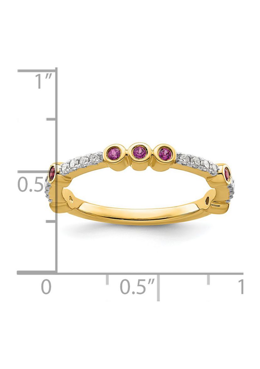1/5 ct. t.w. Rhodolite Garnet and 1/10 ct. t.w. Diamond Stackable Expressions Ring in 14K Gold