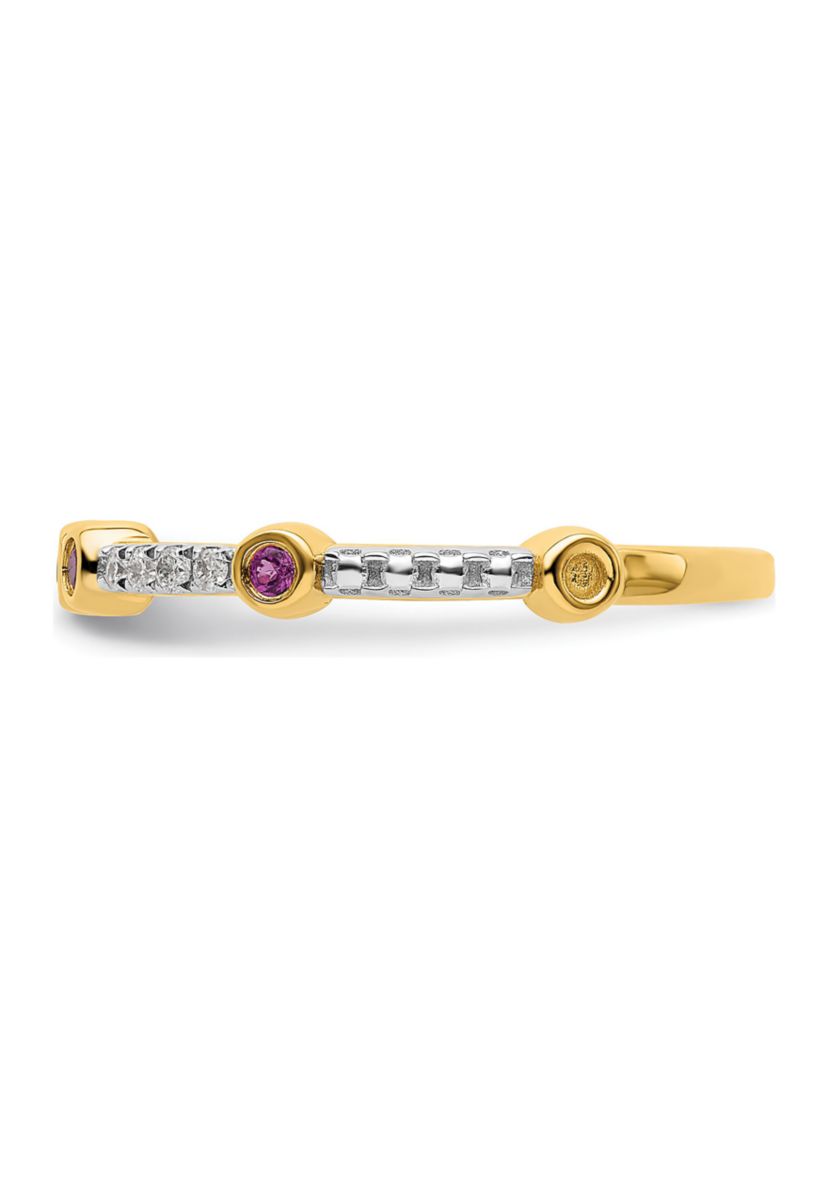 1/5 ct. t.w. Rhodolite Garnet and 1/10 ct. t.w. Diamond Stackable Expressions Ring in 14K Gold